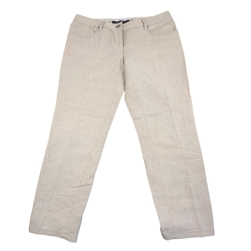 Barbara Bui‎ Cropped Pants 38 US 6 Beige Khaki Designer Linen Cotton Trousers